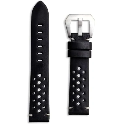 Imagen de Buckle &amp; Stitch Correa de reloj cuero hecha a mano perforada estilo carreras Negro, marrón oscuro, tostado, azul marino 20 mm, 22 24 mm Barras resorte y herramienta