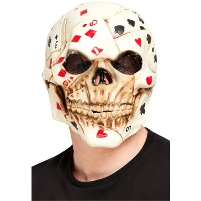Imagen de Smiffys Máscara de calavera con cara póquer que cubre toda la cabeza, látex