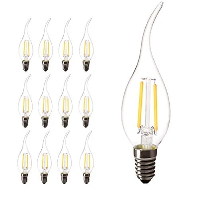 Imagen de Chao Zan 2W Bombillas Filamento LED E14, C35 Vela de Edison Vendimia Estilo Blanco Cálido,Blanco Cálido 2700K,Pack 12