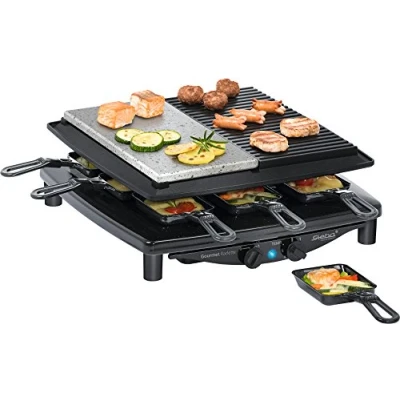 Imagen de Steba Premium Raclette Made in Germany, superficie total de asado 29 x cm incl. 8 sartenes esmaltadas, cable conexión 1,7 m, RC 4 Plus