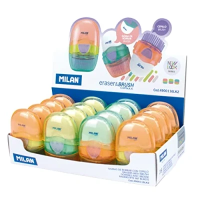 Imagen de MILAN® Caja expositora 16 gomas con cepillo CAPSULE, serie New Look MILAN