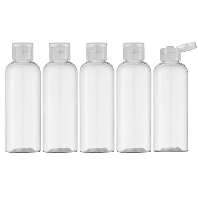 Imagen de Toureal 100ML Botella de Viaje Flip Cap (5 Piezas) Contenedor Vacío para Cosméticos con Embudo (Sombrero Transparente)