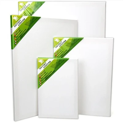 Imagen de H&amp;S Lienzos en Blanco para Pintar Acrilico y Óleo Set de 4 Lienzo Tela Blanca Algodón un Robusto Marco Madera Pino 20x30cm, 30x40cm, 40x50cm 50x60cm