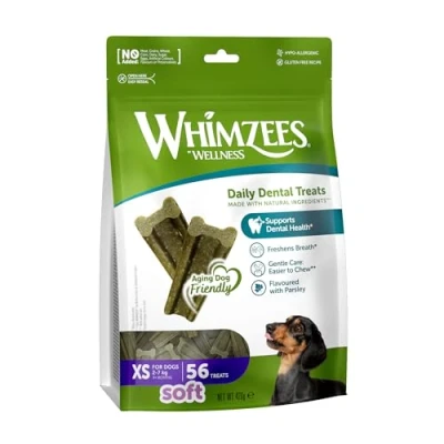 Imagen de WHIMZEES by Wellness Soft 56 Varillas para Masticar Perros Muy pequeños, tamaño XS, Textura Suave, Apto envejecidos, sin azúcar añadido, Cereales
