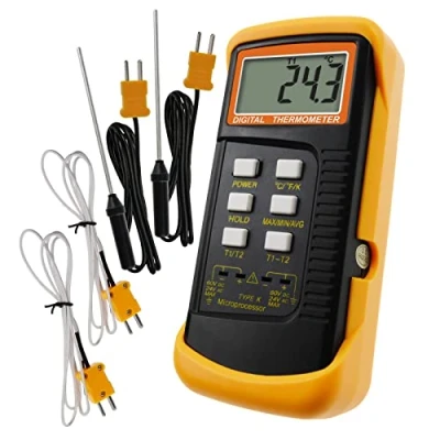 Imagen de Termómetro Digital Tipo K De 2 Canales Con 4 Termopares (cableados Y Acero Inoxidable), 50 1300 C ( 58 2372 F)