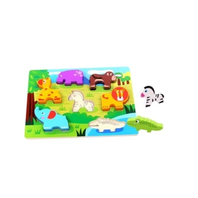 Imagen de Andreu Toys 921 TKC394 EA Wooden Animal Chunky Puzzle (EXP), Multicolor, 29.5 x 21 1.7 cm
