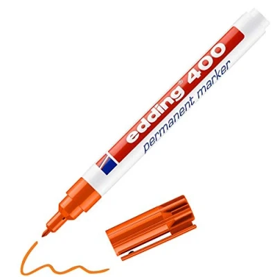 Imagen de edding 400 marcador permanente naranja 1 rotulador punta fina redonda mm resistente al agua, de secado rápido, rotuladores indelebles para cartón, plástico, madera, metal, vidrio