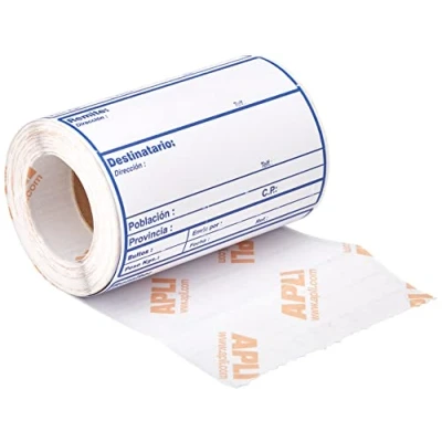 Imagen de APLI 324 Rollo 200 Etiquetas &quot;envio&quot; , adhesivas con texto preimpreso para rellenar los datos de envío, tamaño etiqueta 109 x 82 mm