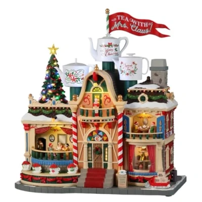 Imagen de Lemax Edificio Iluminado Led Tea con Papa Noel with Mrs. Claus en Resina