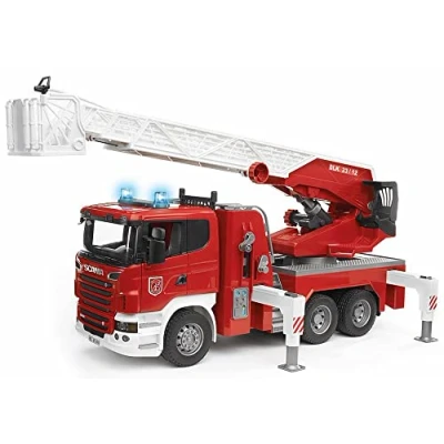 Imagen de BRUDER Camion Bomberos SCANIA con escalera luz y deposito agua escala 1:16 03590