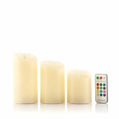 Imagen de InnovaGoods® Velas led efecto llama 12 Colores, 4 modos de iluminación, luces pilas con Temporizador, 3 Tamaños led, decorativas ideal para regalo, centro mesa, navidad, halloween.