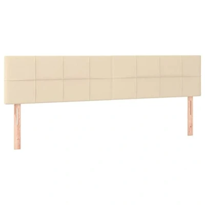 Imagen de vidaXL Cabecero con Luces LED de Cama Cabezal Tapizado para Matrimonio Mueble Dormitorio Interior Tela Color Crema 180x5x78/88 cm