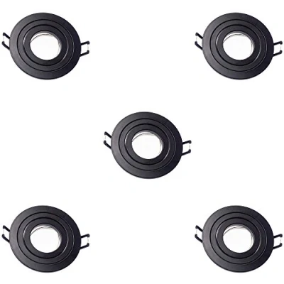 Imagen de wonderlamp 5 Unidades Foco empotrable Classic Redondo con Portalámparas GU10, Ángulo basculación 30, 230V, Diametro 9.3 x 2.5 cm, Negro II