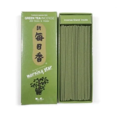Imagen de Nippon Kodo Incienso Morning Star Té Verde, de Estilo Japonés 200 barritas, Incluye incensario