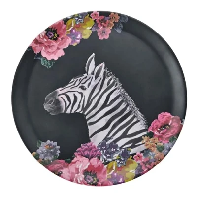 Imagen de Mikasa Wild at Heart Bandeja Redonda Cebra, 36cm de Melamina para Servir, Plato Ligero y Duradero con Estampado Animal