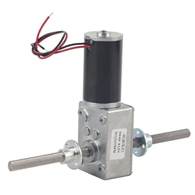 Imagen de Motor de caja engranajes alto torque 12V, doble eje M8 engranaje helicoidal 1280 reducción coaxial derecho e izquierdo con brida(Reduction Ration 290)