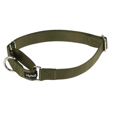 Imagen de Hyhug Pets Martingale Collar de Perro para Perro, no destiñe, Entrenamiento Resistente sin Hebilla, Control Suave, antiescape. (Verde Militar, pequeño)