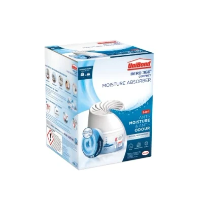 Imagen de UniBond AERO Absorbedor de humedad 360 con 1 recambio, deshumidificador para una circulación eficaz del aire, controlador que reduce el exceso humedad, dispositivo incl.