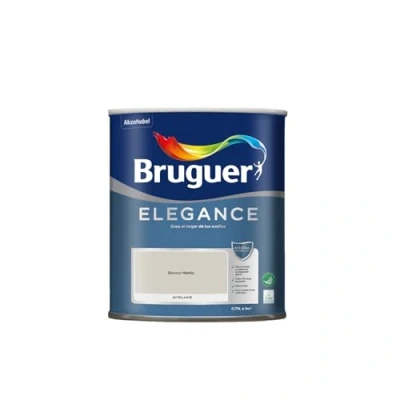 Imagen de Bruguer Elegance Pintura Monocapa Extra Mate para Paredes y Techos, Interior Exterior protegidos, Ultra Lavable, Resistente al Desgaste Manchas, Con conservante Antimoho, Blanco Niebla 750 ml