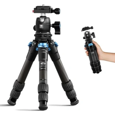 Imagen de SIRUI 16 Mini Trípode Compacto con Placa QR Compatible para Arca de Fibra Carbono, Cabezal Bola 360 y Tornillos 1/4 Portátil, Carga MAX 15kg DSLR, Teléfono, Videocámara AM223+B00K