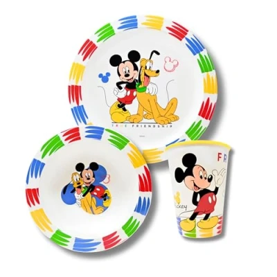 Imagen de Stor juego de vajilla infantil Mickey Mouse, desayuno sin BPA, para niños, camping platos infantiles, cuenco cereales y taza infantil,