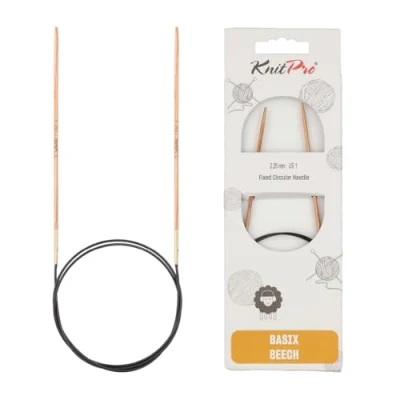 Imagen de KnitPro Basix Agujas de Tejer Circulares fijas Abedul, 120 cm, Madera, Natural, 2,25 mm