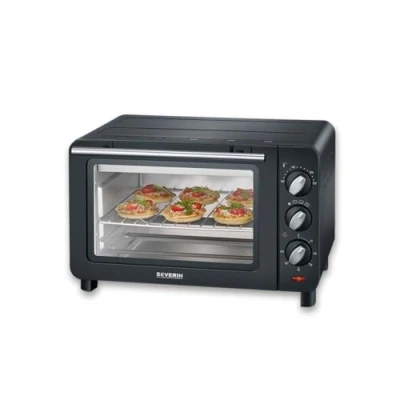 Imagen de SEVERIN Horno tostador de 1200 W, temperatura entre 100 y 230 C, 14 Litros, temporizador, grill rejilla para hornear, Color Negro TO 2042