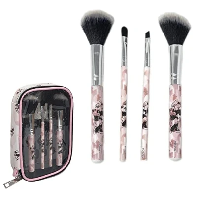 Imagen de Juego de brochas maquillaje con bolsa Disney, 4 maquillaje, neceser, organizador y (Minnie Mouse)