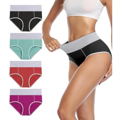 Imagen de wirarpa Bragas Mujer Slip Cintura Alta Algodón Braguitas 4 Pack Tamaño XS