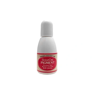 Imagen de Tsukineko Tinta STAZON Pigment para Vidrio y plástico Color Rojo pasión Recarga 15ml. Bote cánula