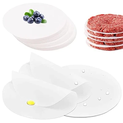 Imagen de 500 hojas de papel hamburguesa antiadherente con 11,4 cm diámetro para hamburguesas perfectas hamburguesas, pasteles, accesorios barbacoa, encerado,