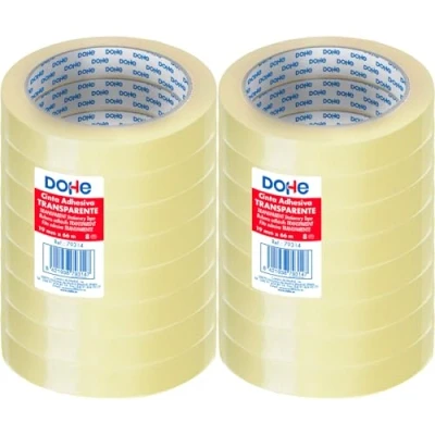 Imagen de Dohe Cinta Adhesiva Transparente (16 uds.) 1,9 cm x 66 m, Precinto para Embalar Cajas, Envíos o Mudanzas, Potente Adhesivo de 45 micras Material oficina