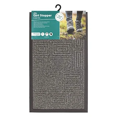 Imagen de JVL Patterned Dirt Stopper rasqueta Alfombrilla de Puerta Entrada, Gris, 75 x 45 0.5 cm