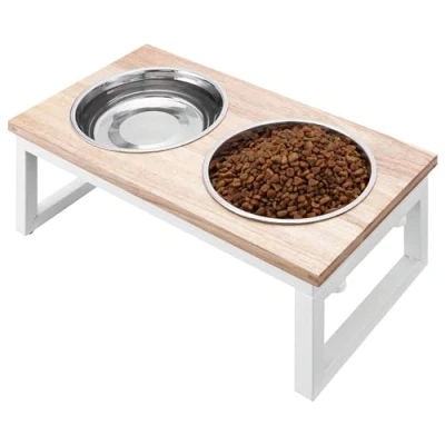 Imagen de Navaris Comedero Perro Elevado 2X Comederos para Perros Grandes 800 ml Doble Metálico Alto con Soporte Plegable y Antideslizante