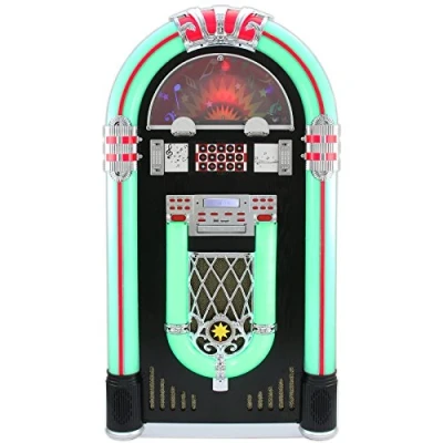 Imagen de MonsterShop Jukebox Años 50 con Vinilo, CD, USB, Bluetooth, SD/MMC Memory Card, Radio FM y AUX 128cm x 64cm 38cm