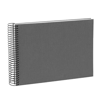Imagen de goldbuch 20725 Bella Vista Álbum de fotos con espiral, 24 x 17 cm, 40 páginas blancas, álbum recuerdos lino, libro para pegar, color gris