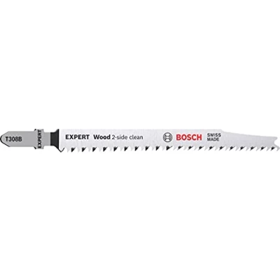 Imagen de Bosch Professional 5x Hojas de Sierra calar Expert `Wood 2 Side Clean` T 308 B (para Contrachapado, Tablero para mobiliario madera maciza, Longitud 117 mm, accesorios calar)