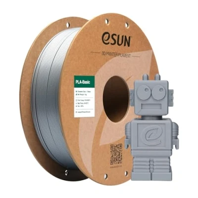 Imagen de eSUN PLA Filamento 1.75mm, Basic 3D Impresora Precisión Dimensional +/ 0.05mm, Carrete de 1KG (2.2 LBS) Rápido para Impresoras,Plata