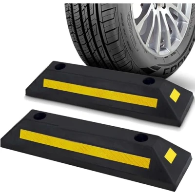Imagen de Pyle tope rueda de goma, Rampa, Seguridad, Resistente, Bloque guia, Estacionamiento, Tapon entrada, Para coches, Camiones, Furgonetas, Paquete 4 piezas. Multicolor