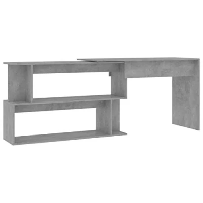Imagen de vidaXL Escritorio Esquinero de Ordenador Estudio Ejecutivo Oficina Despacho Mueble Duradera Robusta Estable Madera Contrachapada Gris Hormigón
