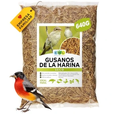 Imagen de Gusanos de la harina Secos, 640g (4L), Snack para pájaros, Peces, Tortugas, roedores y Reptile