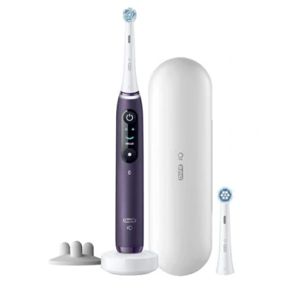 Imagen de Cepillo eléctrico Oral B iO 8S, 6 modos, Pantalla interactiva, Sensor de presión, 2 Cabezales y estuche viaje, Violeta