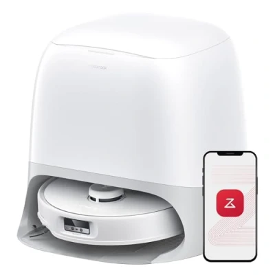 Imagen de roborock Qrevo Curv Robot Aspirador y Fregasuelos Autovaciado, Sin enredos, AdaptiLift™, HyperForce® de 18500 Pa, Cepillo Principal DuoDivide®, Lateral en Arco FlexiArm™, Agua a 75 C, Blanco