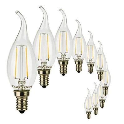 Imagen de SUNSEED 10x Bombilla Vela Llama Filamento LED E14 2W = 25W Blanco Cálido 2700K