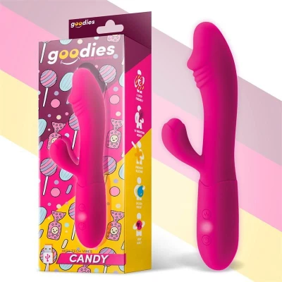 Imagen de Vibrador Con Conejito Punto G Usb Silicona Goodies Candy 10 Funciones De Vibración Fucshia