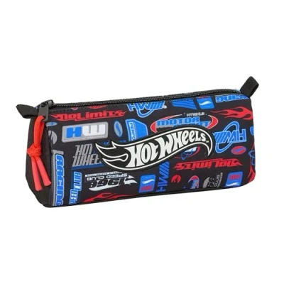 Imagen de Safta Hot Wheels Portatodo con Cremallera y Compartimiento, Estuche Infantil, Niño, Ideal para Niños en Edad Escolar, Cómodo Versátil, Calidad Resistencia, 21x7x8 cm