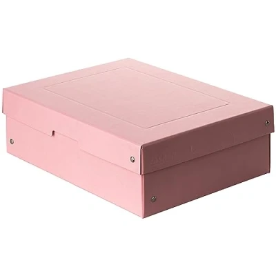 Imagen de Falken PureBox Pastel Caja de almacenaje con tapa cartón resistente, fabricada en Alemania, 100 mm alto, DIN A4, color rosa