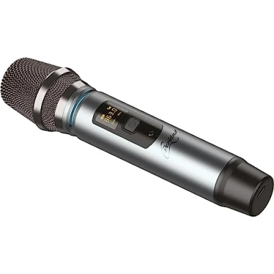 Imagen de C.Perkins ROADY FL Mic Micrófono de Mano inalámbrico UHF Profesional con batería Recargable y Pantalla Digital 863 865MHz Metal Gris