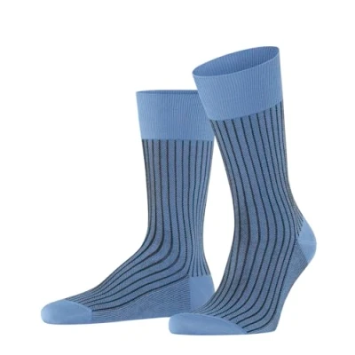 Imagen de FALKE Oxford Stripe M SO algodón estampado 1 par, Calcetines Hombre, Azul (Cornflower Blue 6554), 43 44