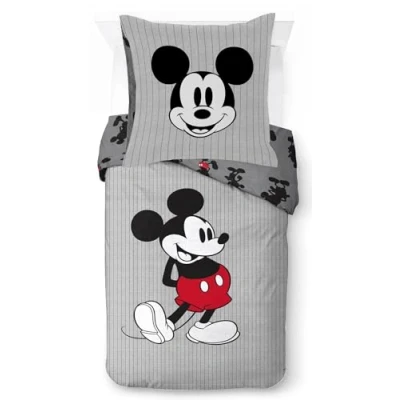 Imagen de Jay Franco Juego de Cama Mickey Mouse Disney a Rayas con Funda edredón para Individual algodón Afelpado Incluye una Almohada 80 x cm